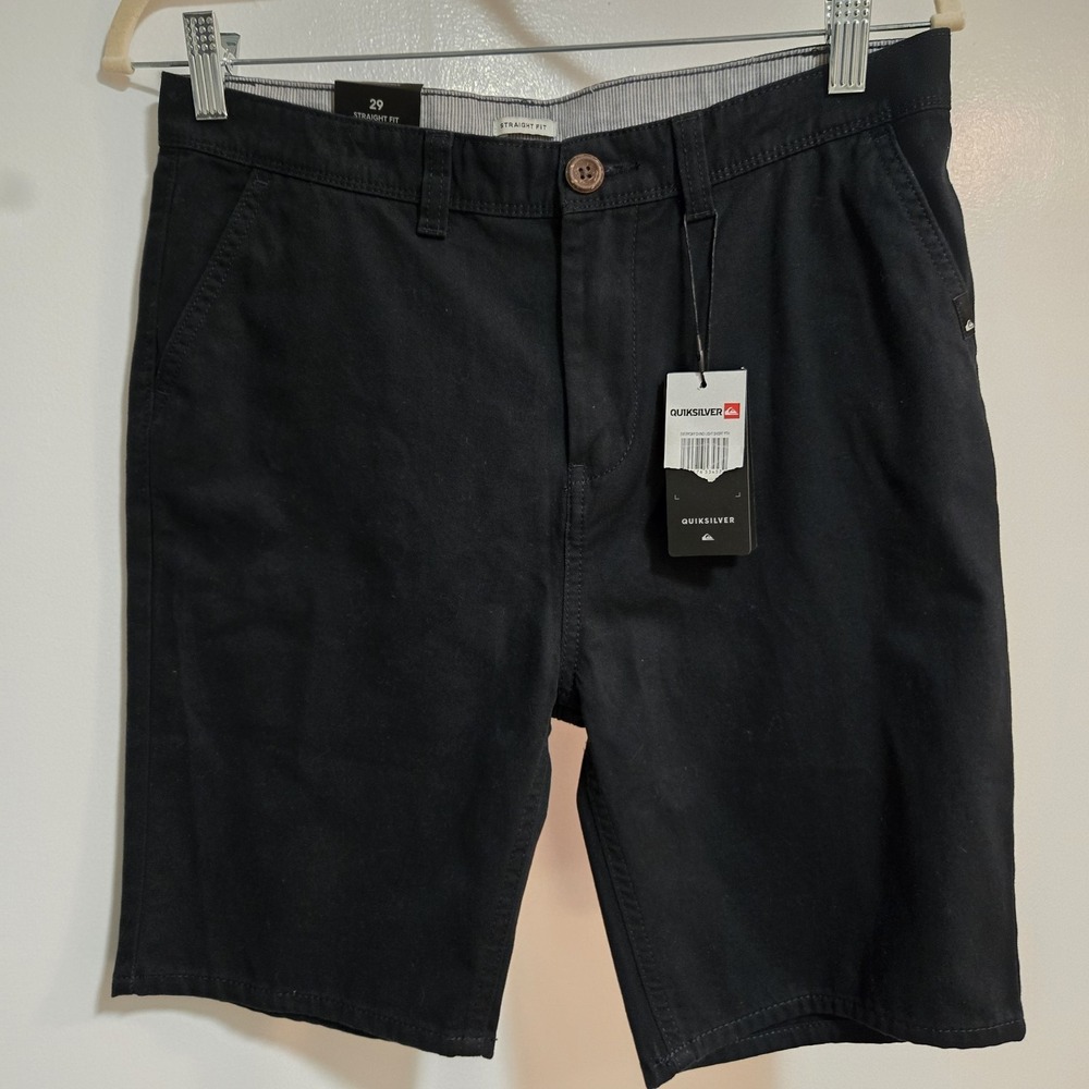 QuickSilver Mens Size 29 Navy Blue Cotton Straight Fit Chino Shorts 29x8 NEW